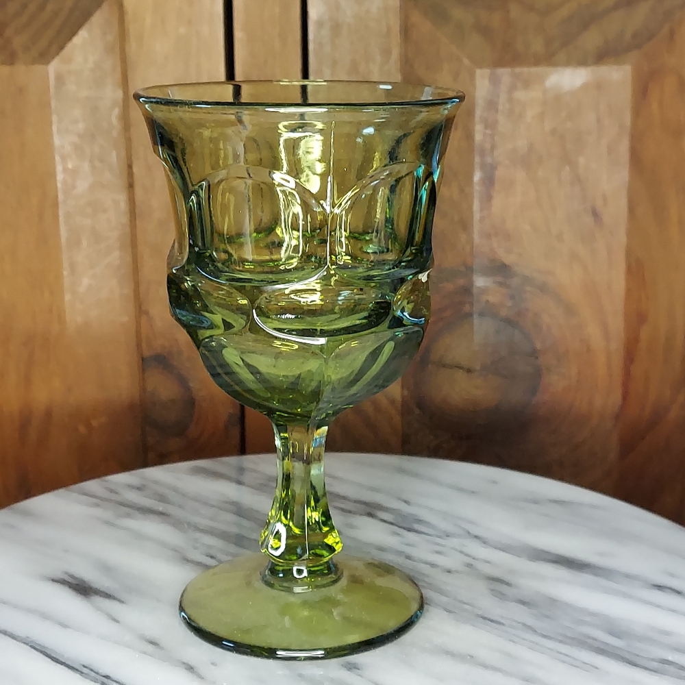Vintage Green Glass Goblet - Picture 5 of 9